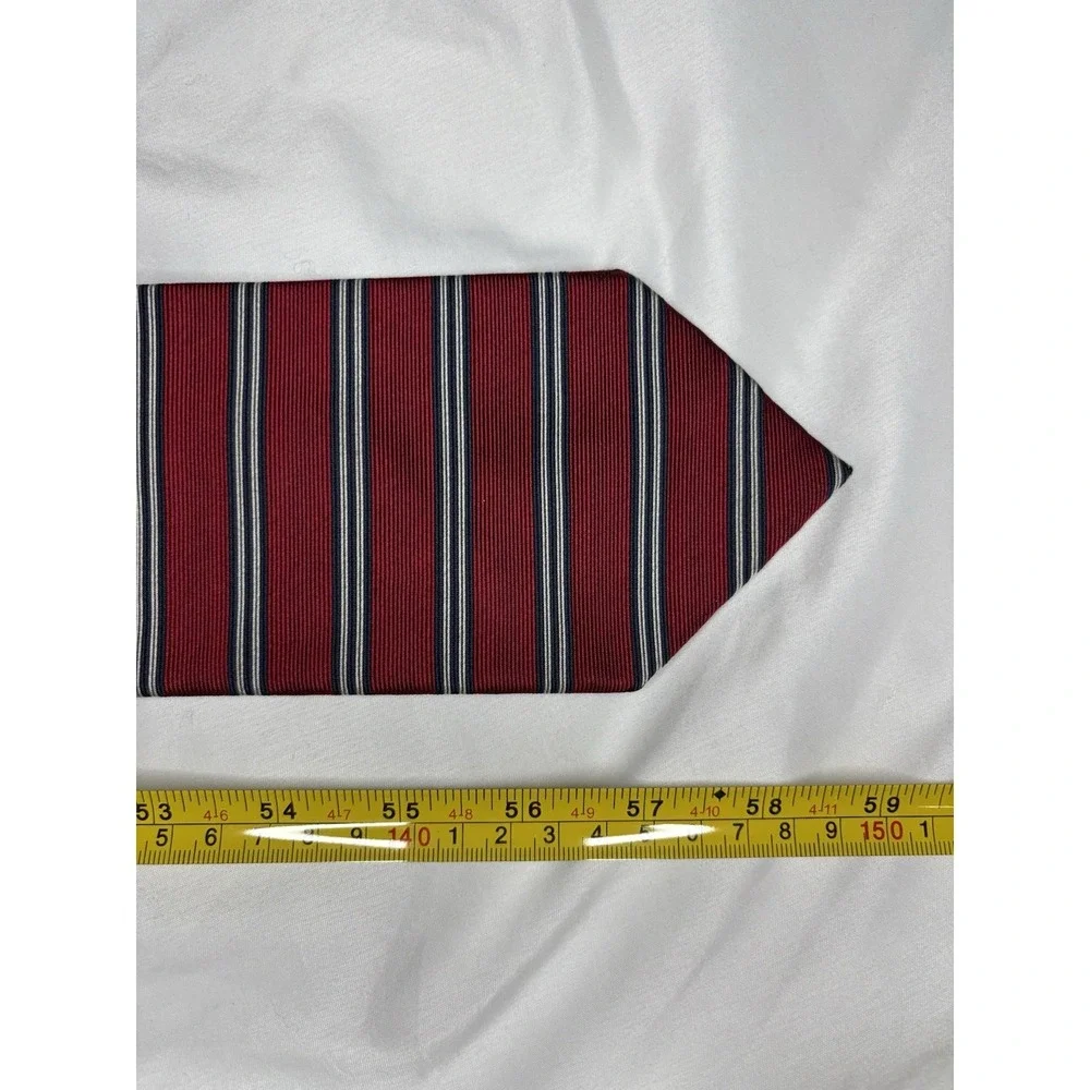 Vintage Brooks Brothers Makers Handmade‎ Silk Striped Tie Red Navy USA Preppy
